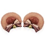 WEKADRIN Pinzas Cabello Orejas de Oso y Lazo para Niñas Accesorio para Cosplay y Festivales Color Marrón Camel 1 Par Clip Decorativo para Disfraz y Fiestas