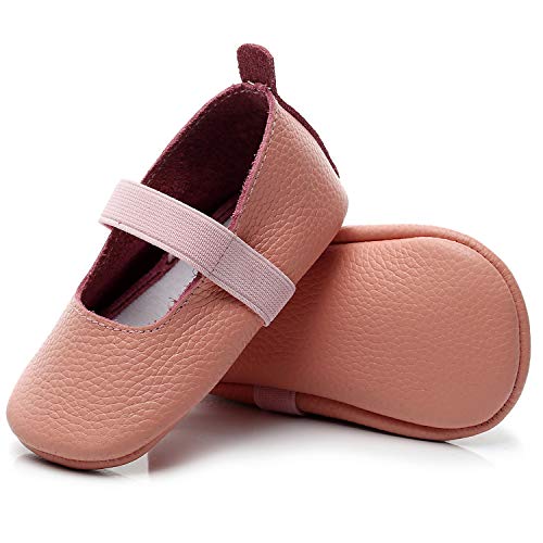 HONGTEYA Baby Girls Mary Jane Shoes Ballet Princess Flats Soft Soled Leather Summer Leopard Sandals for Toddlers (3-6 Months/ 4M US Toddler, Pink)