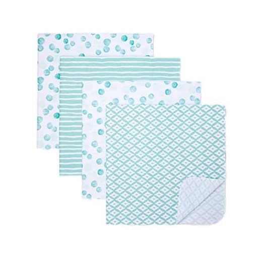 Spasilk Receiving Baby Blankets, 100% Cotton Flannel Blankets, Pack of 4, Green Dots