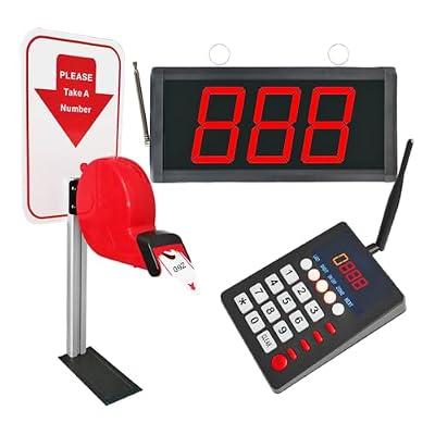 Take a Number System Queue Wireless Calling System with Ticket Dispenser Loud Speaker Voice Broadcast 3 Digit Display for Restaurant Cafe Hospital Clinic Food Truck Bank Kitchen Deli Counter