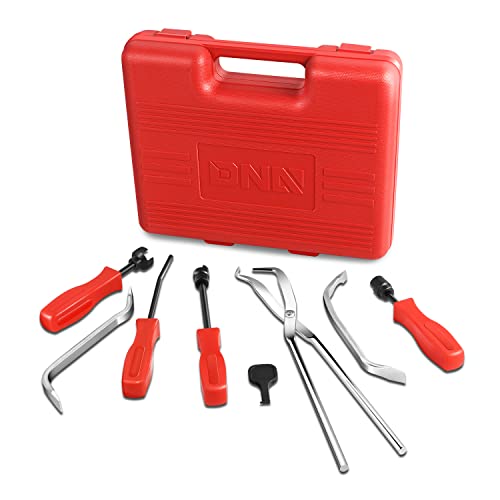 DNA Motoring TOOLS-00245 8-Pcs Brake Service Kit - Brake Spring Installer Remover Plier Tools Set with Carrying Case Red