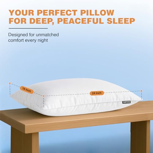 Image of CareFoam Height Adjustable Microfiber Sleeping Pillows - Set of 2 | 16 inch x 24 inch| Soft, Supportive & Washable | Ideal for Back, Side & Stomach Sleepers | White