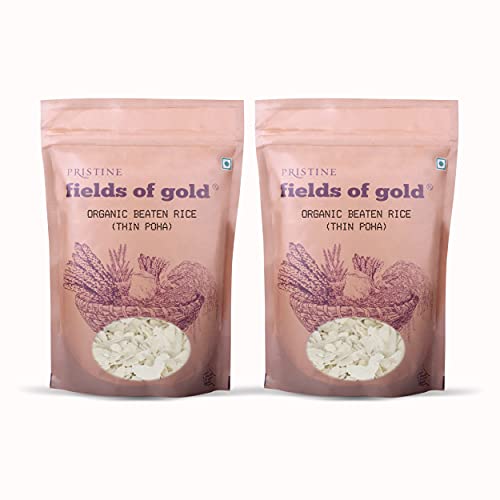 Image of PRISTINE Fields of Gold Organic Beaten Rice (Thin Poha), 400 g (Pack of 2)