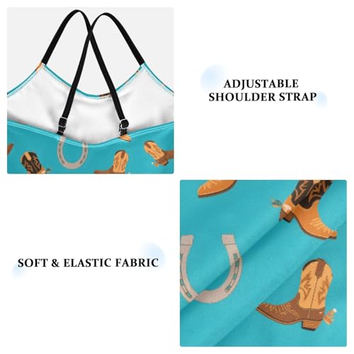 senya Girls Swimsuits One-Piece Swimwear Tie Bathing Suit Beach Summer Round Neck 5-6T Horseshoe Boots Pattern3