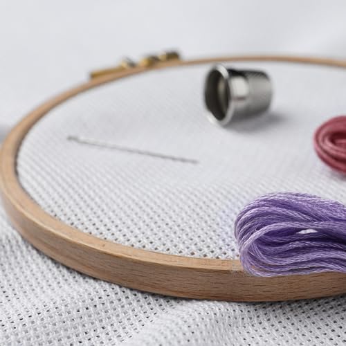 Image of Essentials By Leisure Arts Wood Embroidery Hoop 7 inch Bamboo - Wooden Hoops for Crafts - Embroidery Hoop Holder Cross Stitch Cross Stitch Hoops and Frames