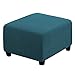 Hockerbezug Quadratisch, Stretch Elastisch Ottomane Abdeckung Bezug Für Fußhocker Sitzhocker Schonbezug Möbel Protector (Türkisblau)