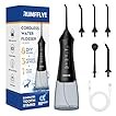 RUMFFLYE Idropulsore Dentale Portatile Irrigatore Orale Professionale Water Flosser Idropulsore Denti con 12 Modalità Serbatoio Visibile 300ML Ricaricabile Impermeabile IPX7 per Casa e Viaggi Nero