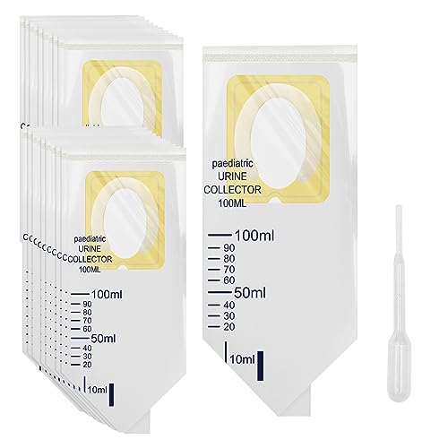 20 Pcs Pediatric Urine Bag for Kids Urine Collection, Clear Urine Catcher Pouch Individual Pee Bags Disposable Pediatric Urine Collectors