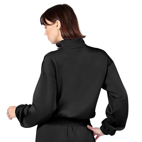 NHL Boston Bruins Women's Cropped Quarter-Zip Pullover, Lightweight Sweatshirt with Long Sleeves and Relaxed Fit, Perfect for Layering, Casual Wear, Gym, Travel, and Everyday Outfits, Large by CERTO - Used condition - Image 3