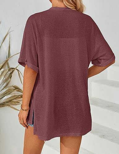 Image of MEROKEETY Women's 2026 Summer Lightweight Kimono Cardigan Short Sleeve Open Front Casual Loose Trendy Beach Cover Ups