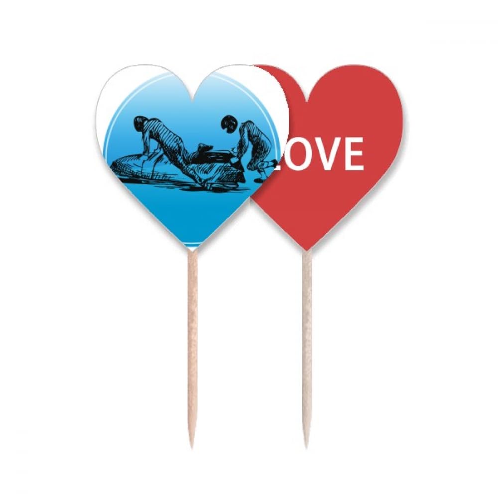 Pique-dents motif drapeau amour cœur ski et bottes hiver