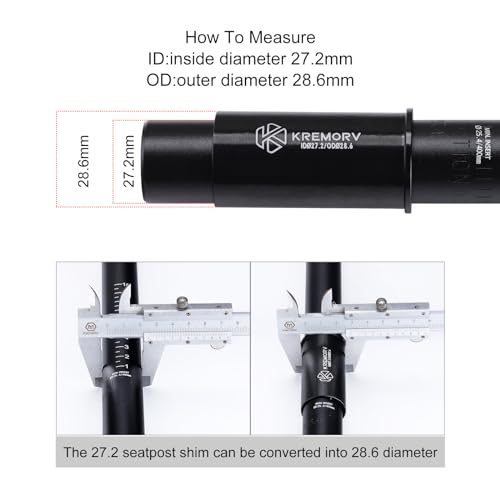 KREMORV Bike Seat Post Shim Bicycle Seat Post Tube Adapter Aluminum Alloy Seatpost Reducing Sleeve for Mountain Bike Road Bike MTB BMX