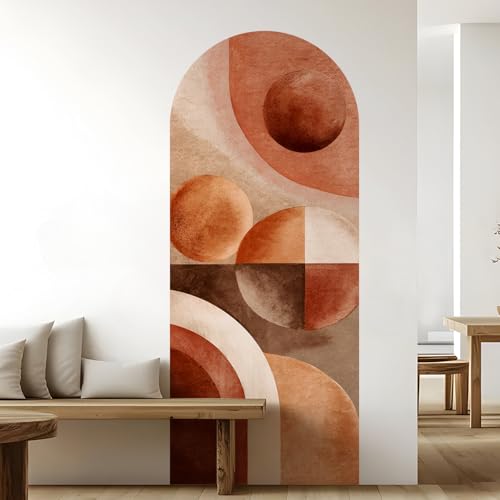 Image of PAPER PLANE DESIGN Boho Arch Wall Mural - Peel & Stick Botanical Wallpaper with Earthty Tone Plant - Waterproof Self Adhesive Canvas Texture for Living Room, Entryway - Size: 6ft x 2.5ft (D)