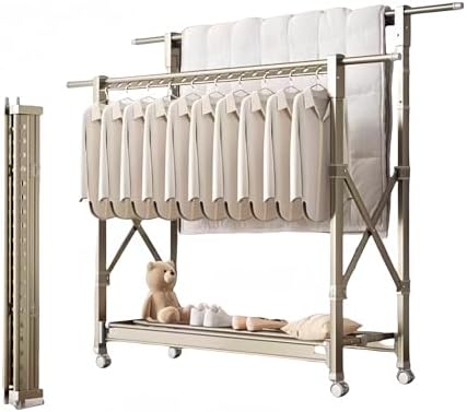 Adjustable Stainless Steel Foldable Clothes Drying Rack, Non-Slip Design for Indoor/Outdoor Laundry Air Drying, Space-Saving, Durable & Portable Laundry Solution