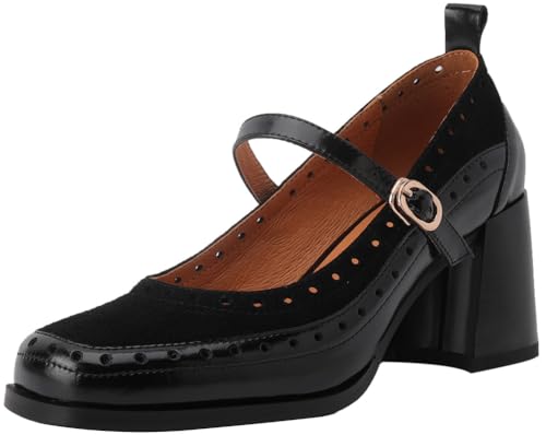 U-lite Women's Pumps Mary Jane High Heel Square Toe Oxfords Dress Shoes Casual Style