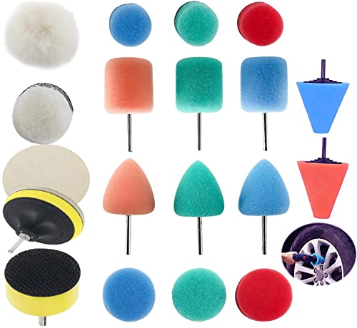 Image of DIY Crafts 45 Pcs 15x3, 5 inch inch, Mini 1-3 inch inch Choice 1-7 inch inch Sponge Buffing Pads Cones Waxing Pads Drill Adapter for Tight Area Detailing Polishing Waxing Sealing (45 Pcs 15x3, 5 inch inch)