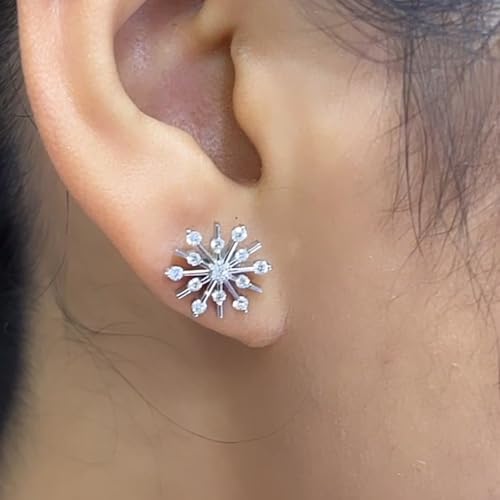 14K Gold 1/2 Carat Round Cut Lab Grown Diamond Snowflake Stud Earrings For Women (0.45 Ctw, G-H Color, SI1-SI2 Clarity) Premium Collection2