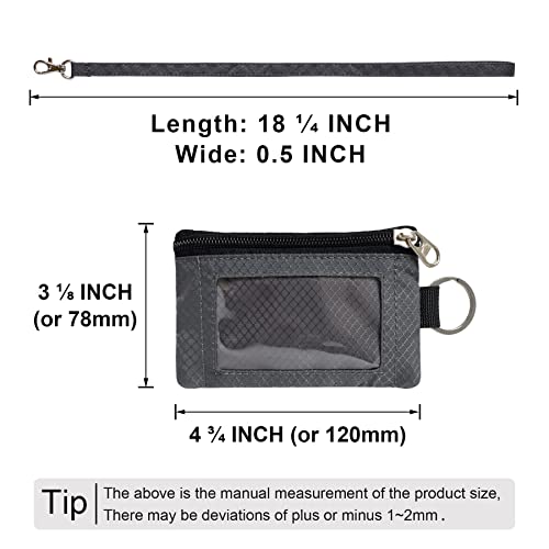 Image of CHENSPRX Minimalist RFID Blocking Small Wallet with ID Window,WaterResistant Zip Id Case Wallet with Lanyard Keychain for Cards,Cash,Travel,Women,Men
