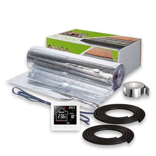 Alu Heizmatte 150Watt/m² 12m² + M2-weiß Thermostat Laminat Parkett Vinyl auf HDF Alu Heizmatte 150Watt/m² 12m² + M2-weiß Thermostat Laminat Parkett Vinyl auf HDF