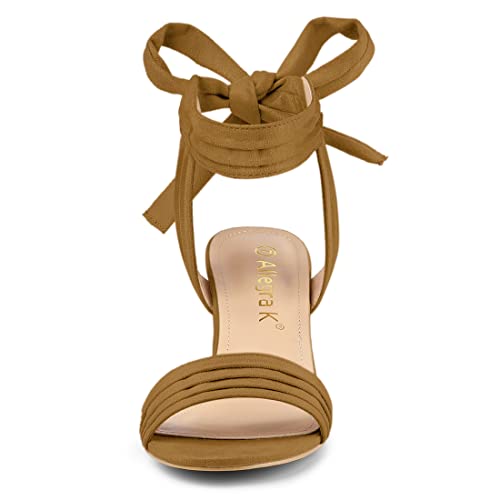 Image of Allegra K Women's Open Toe Ankle Tie Back Block Heels Sandals