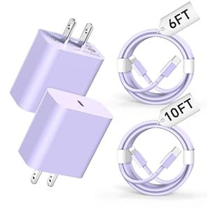 USB C Charger Compatible with i Phone Chargerr 2Pack 6/10FT Fast Charging Cable with 20W Type C Wall Phone Charger Compatible with i Phone 14/13/12/11/Pro/Pad/Pro/Max/Plus/XS/XR/X/SE/8 – Purple