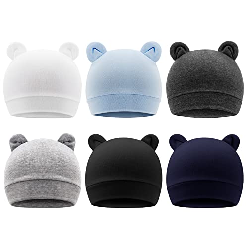 BQUBO Newborn Baby Hats Hospital Beanie Bear Ears Preemie Infant Caps Toddler No Scratch Cotton Hats for 0-3 Months