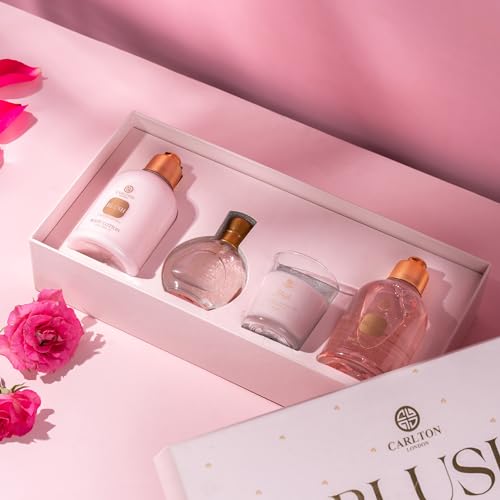 Carlton London Luxury Blush Bath and Body Care Gift Set Hamper for Women Ladies & Girls I Body Wash, Body Lotion, EDP Perfume, Scented Candle | Pampering Kit for Birthday, Anniversary & Special Occasions | Premium Gift Packaging | Pack of 4 perfume and personal care gift - Image 6