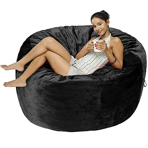 Amazon Basics Memory Foam Filled Bean Bag Chair With Microfiber Cover - 5', Black #TOP18