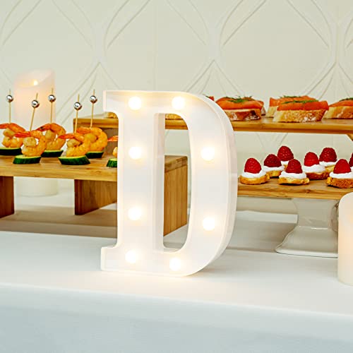 Image of Restaurantware Illumify 6.3 x 1.2 x 8.7 Inch Light Up Letter 1 Durable Marquee LED Light - Letter D Touchproof White Plastic Party Light Keyhole Slot For Parties Weddings Or Special Events