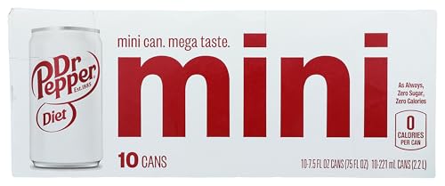Diet Dr Pepper Soda, 7.5 fl oz mini cans, 10 pack