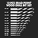 Brad Point Wood Drill Bit Set, 12Pcs Drill Bit Set with Double Flutes Design for Carpenter Woodworking and All Types of Wood (1/8