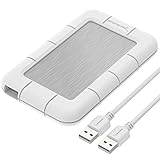 Sabrent USB 2.0 to 2.5-Inch SATA/SSD External Shockproof Aluminum Hard Drive Enclosure White/Silver (EC-US2W)