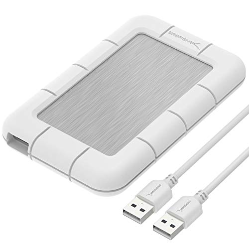 Sabrent USB 2.0 to 2.5-Inch SATA/SSD External Shockproof Aluminum Hard Drive Enclosure White/Silver (EC-US2W)
