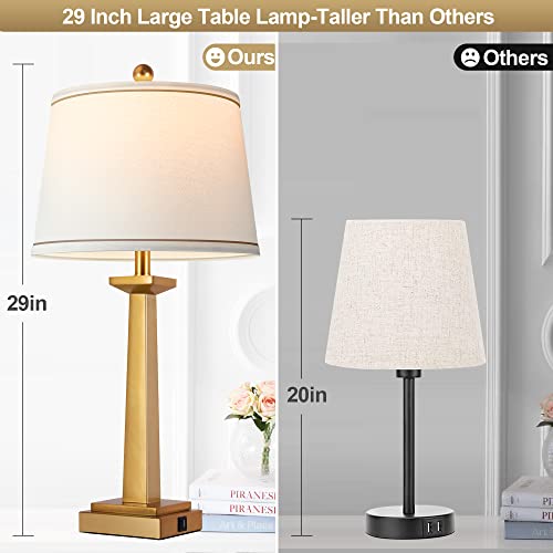 Rottogoon ZS-ZMJJJ-99 29 Inch Gold Table Lamps With 2 Usb Charging Ports, 3-Color Temperature Nightstand Modern Lamps With Rotary Switch, Resin Brass Tall Lamp For Living Room Bedroom Home Office thumb #4
