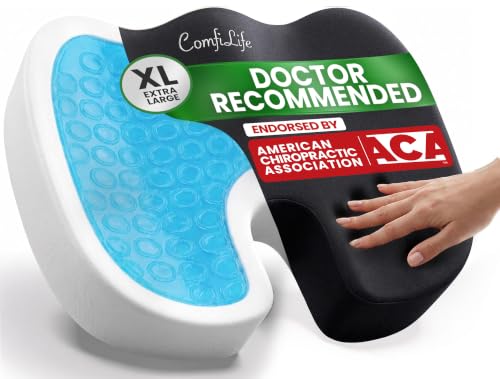 ComfiLife Extra Large Gel & Memory Foam Seat Cushion - Doctor Recommended Office Chair, Car Seat, Lifting Cushion - Back & Sciatica Pain Relief - Wide Seat Cushion for Big & Tall (Black)