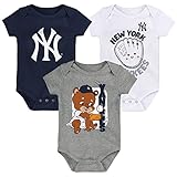 Outerstuff MLB Newborn & Infants 0-24 Months Change Up 3 Piece Onesie Creeper Romper Set (6/9 Months, New York Yankees)
