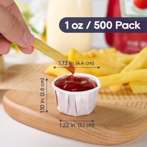 Image of LITOPAK 500 Pack 1 oz Disposable Condiment Cups, 1 oz Souffle Medicine Cups
