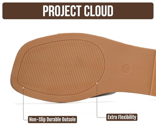 Image of Project Cloud 100% Genuine Leather Sandals for Women 2026 - Fashion Flat Womens Sandals with Memory Foam Insole Slides Sandals Women Footwear - Mules Women's Sandals (Jannel)