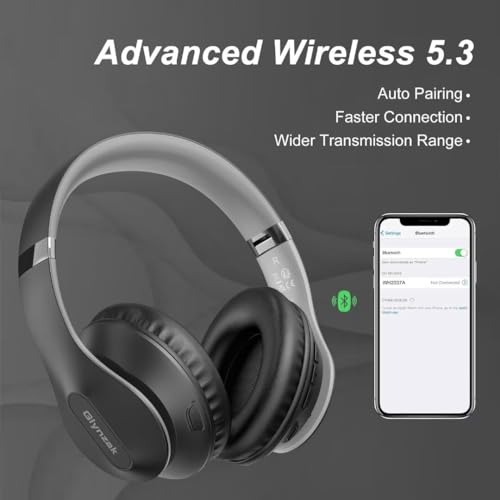Image of Wireless Bluetooth Headphones Over Ear 65H Playtime HiFi Stereo Headset with Microphone and 6EQ Modes Foldable Bluetooth V5.3 Headphones for Travel Smartphone Computer Laptop