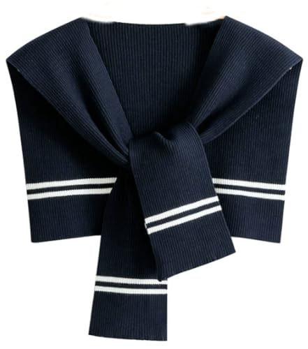 Women Sweater Shawl Wrap Striped Knitted Collar Sweater Scarf Top Travel Pashmina Cape Lightweight Shawls Shoulder Top