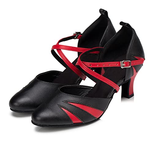 Minishion Women's Closed Toe Dance Shoes Ankle Strap Formal Party Evening Pumps2