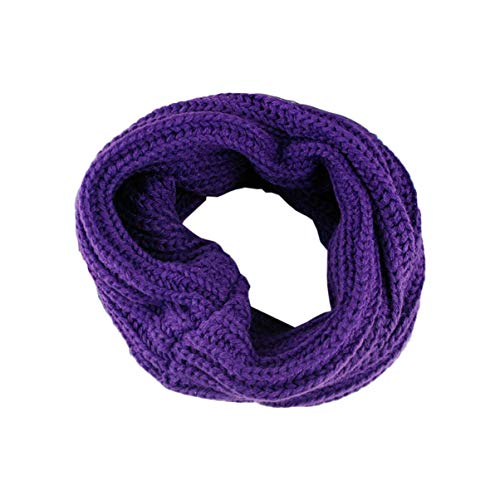 BESPORTBLE Winter Warm Purple Knit Wool Blend Cowl Loop Scarf Thick Versatile Neck Scarf for Cold Weather Fashionable Accessory for Men and Women