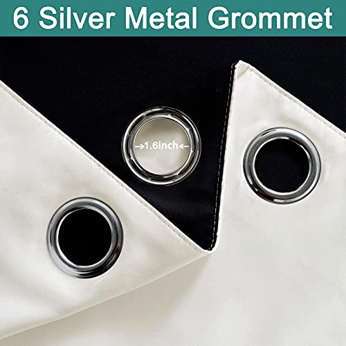 Image of Yakamok 63 Inch Length 100% Blackout Curtains for Bedroom, 2 Thick Layers Thermal Insulated Grommet Total Blackout Drapes with Black Liner for Living Room (42Wx63L,Cream, 2 Panels)