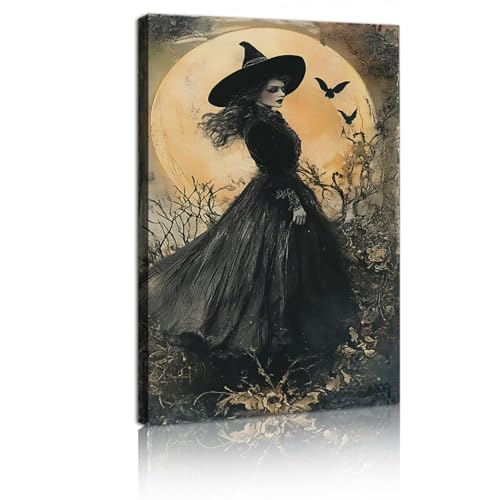Sorcière Nuit Toile Art Mural pour Personnaliser un Salon Esthétique et Gothique