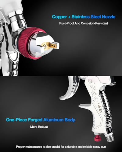 Image of YUZES HVLP Air Spray Gun Set with 10 Disposable Paint Cup 600cc, Easy to Use, Automotive Paint Gun with Air Compressor Water /Oil Separator, Paint Gun for Cars & Furniture DIY Painting(Red)