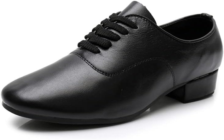 AOQUNFS Men's Latin Dance Shoes Black Microfiber Leather Ballroom Tango Salsa Character Shoes