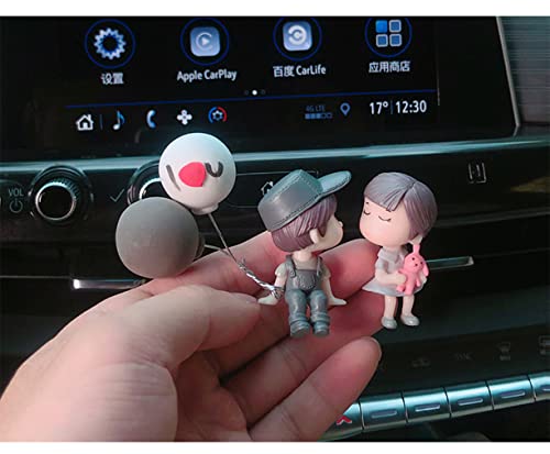 Image of Cute Car Decoration Lovely Couple Car Decoration Cute Cartoon Couples Action Figure Figurines Balloon Ornament Auto Interior Dashboard Accessories for Boys Girls Gifts (Pink&Green Balloon)