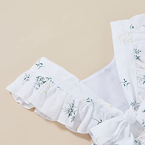 SoonerQuicker Meisjesoverall zomer mouwloos rompertje zonder voeten katoen bloemenprint ruches - Image 5