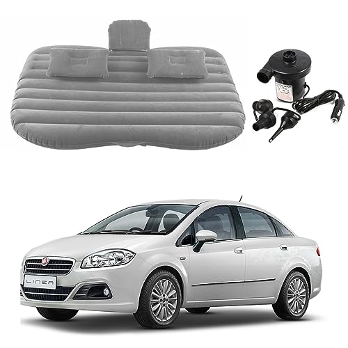 Image of Oshotto Multifunctional Car Travel Bed Mattress with Two Air Pillows, Car Air Pump Compatible with Fiat Linea (Grey)