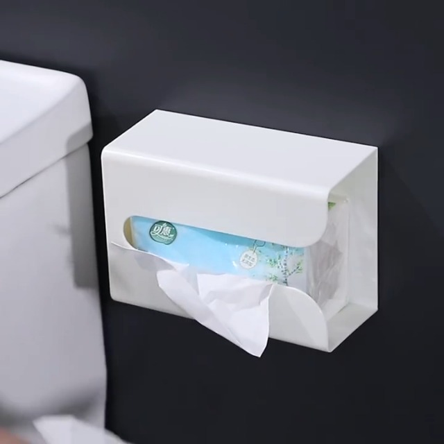 Taschentuchbox-Halterung Aus PU-Leder – Für Kleenex 60er-Box, Wandmontierbar Oder Zum Hinstellen (weiß)